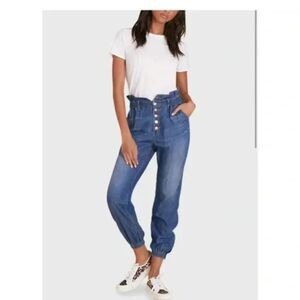 Veronica Beard Tedi Tapered High Rise Jeans 6 Paperbag Waist